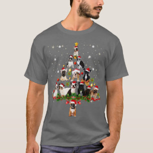 Santa American Bully Dog And Christmas Tree T-Shirt