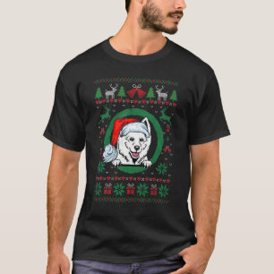 Santa American Eskimo Dog Christmas Dog T-Shirt
