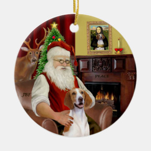 Santa-American Foxhound Ceramic Tree Decoration