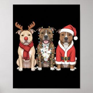 Santa American Pitbull Terrier Christmas Pittie Do Poster