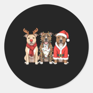 Santa American Tbull Terrier Christmas Ttie Dog Mo Classic Round Sticker