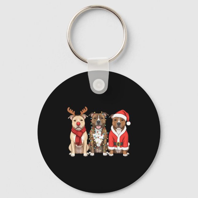 Santa American Tbull Terrier Christmas Ttie Dog Mo Key Ring (Front)