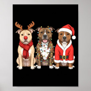 Santa American Tbull Terrier Christmas Ttie Dog Mo Poster