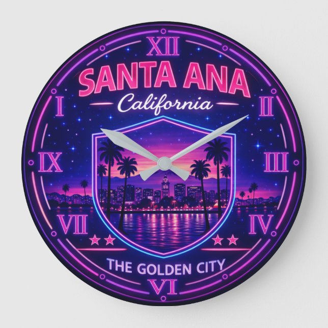Santa Ana California Sunset  Large Clock (Front)