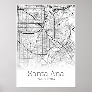 Santa Ana Map - California - City Map Poster