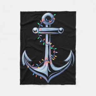 Santa Anchor Cool Christmas Lights Boating Sailing Fleece Blanket