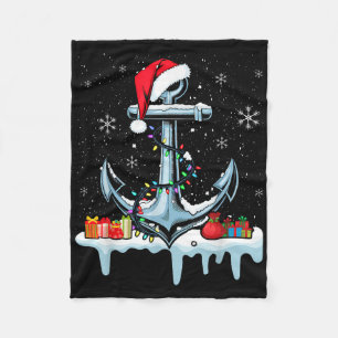 Santa Anchor Cool Christmas Lights Boating Sailing Fleece Blanket