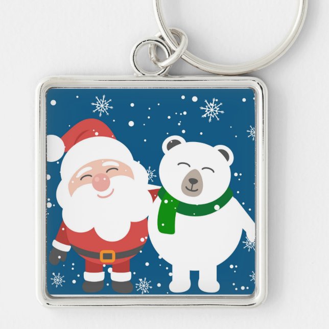 Santa and Bear Key Ring (Front)