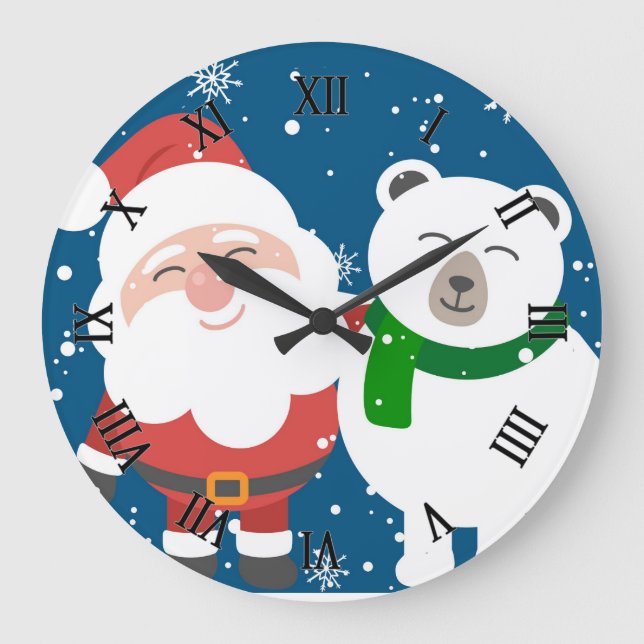 Santa and Bear Large Clock (Front)