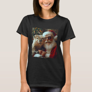 Santa And Beaver Selfie Funny Christmas Design T-Shirt