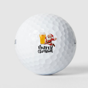 Santa and Beer for Christmas Funny Golfer  Golf Balls