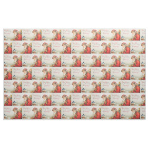Santa and boy vintage nostalgia Christmas Fabric