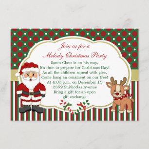 Santa and candycanes Christmas Party Invitation