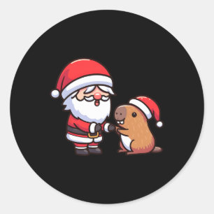 Santa And Capybara High-fiving Toddler Boys Christ Classic Round Sticker
