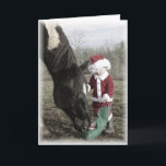 "Santa and Cash" Christmas Card<br><div class="desc">An endearing moment between horse and child at Christmas time.  Even Santa stops to visit the horses with some treats! There's just something about children and horses!</div>