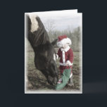"Santa and Cash" Christmas Card<br><div class="desc">An endearing moment between horse and child at Christmas time.  Even Santa stops to visit the horses with some treats! There's just something about children and horses!</div>
