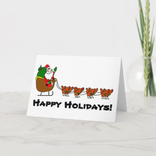Santa and Chicken Reindeer Holiday Card