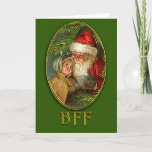 Santa and Child BFF Vintage Art Christmas Cards