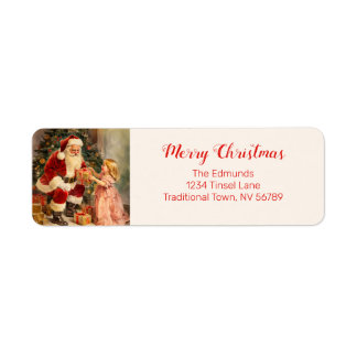 Santa and Child Vintage Return Address Label