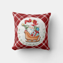 Santa and Christmas Sleigh Throw Pillow
