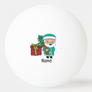 Santa and Christmas Tree and red gift box Ping Pong Ball