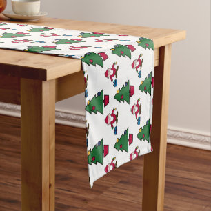 Santa And Christmas Tree Short Table Runner