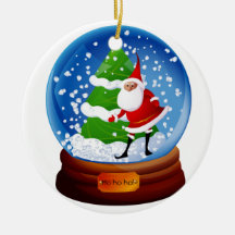 Santa and Christmas Tree Snow Globe Add Your Name