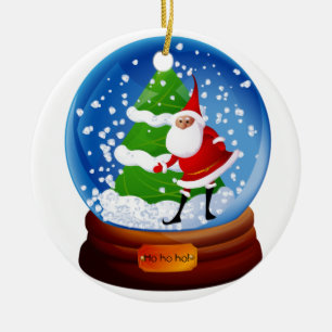 Santa and Christmas Tree Snow Globe Add Your Name Ceramic Tree Decoration