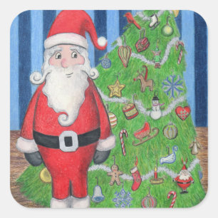 Santa and Christmas Tree Stickers