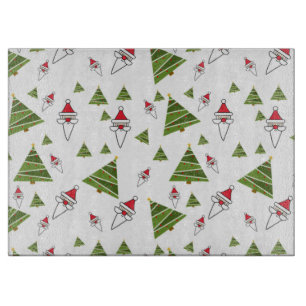 Santa and Christmas trees Cutting Board