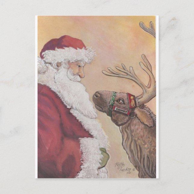Santa and Comet Holiday Postcard (Front)