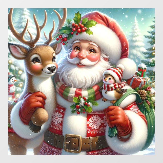 Santa and Companions Window Cling (Sheet)