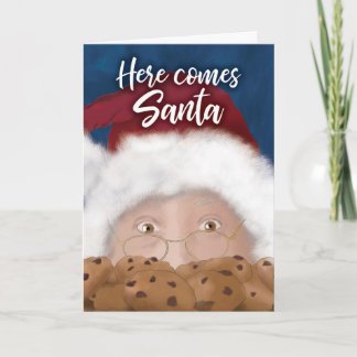 Santa and Cookies Watercolor Christmas Card