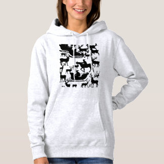 Santa and deer chrismas sweat-shirt for ladies hoodie