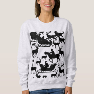 Santa and deer chrismas sweat-shirt for ladies sweatshirt
