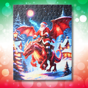 Santa And Dragon On Christmas Eve Jigsaw Puzzle