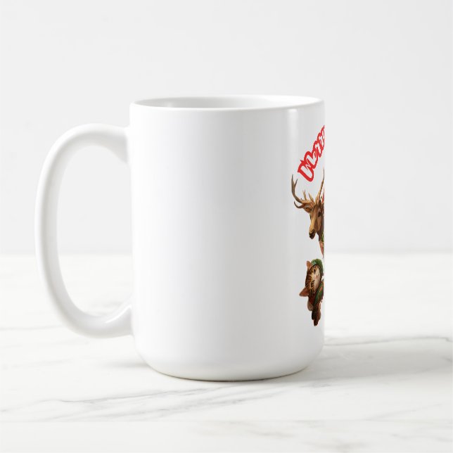 Santa and Elf Cats – Meo Christmas Cute Holiday Coffee Mug (Left)