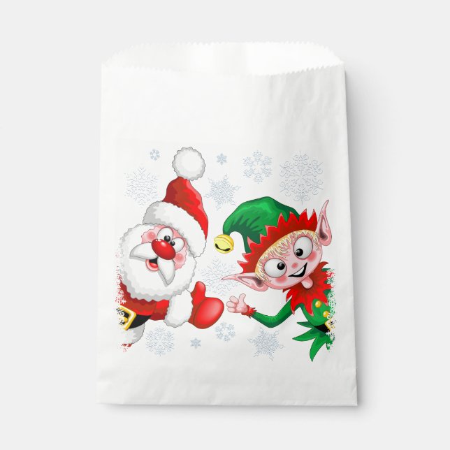 Santa and Elf Christmas Characters Thumbs Up   Favour Bags (Front)