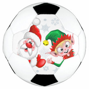 Santa and Elf Christmas Characters Thumbs Up  Football