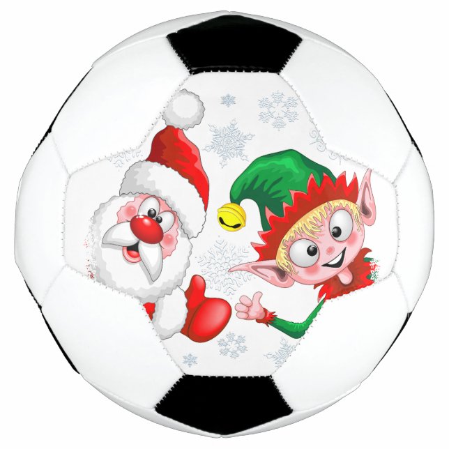 Santa and Elf Christmas Characters Thumbs Up  Football (Front)