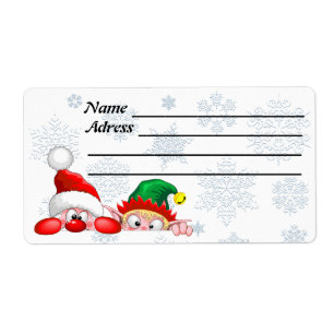 Santa and Elf Cute and funny Characters Peeking 