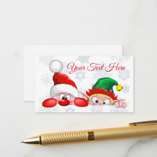 Santa and Elf Cute and funny Christmas Cartoon Cha Advice Card
