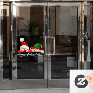 Santa and Elf Cute and funny Christmas Cartoon Cha Window Cling