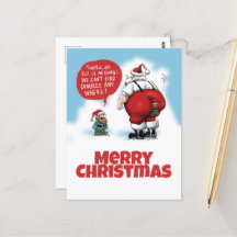 Santa and Elf Funny Cartoon