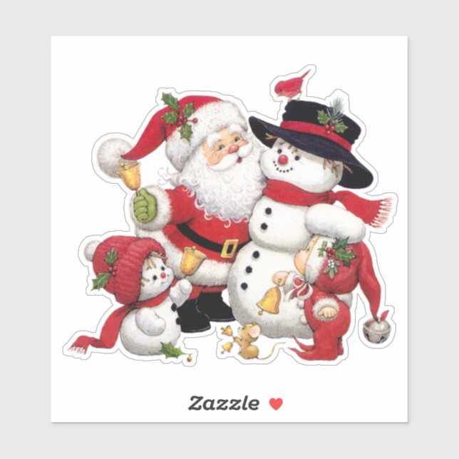 Santa and Elf with Snowman Custom-Cut Vinyl  (Sheet)
