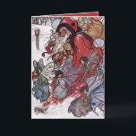 Santa and Fairies by Florence Harrison Holiday Card<br><div class="desc">'Through Elfin song and winds that blow and whistle thro' the frozen haws - I heard one laughing in the snow for joy and oh 'twas Santa Claus!'

A Florence Harrison illustration scanned from my own copy of the 1909 Blackie's Children's Annual.</div>