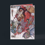 Santa and Fairies by Florence Harrison Holiday Card<br><div class="desc">'Through Elfin song and winds that blow and whistle thro' the frozen haws - I heard one laughing in the snow for joy and oh 'twas Santa Claus!'

A Florence Harrison illustration scanned from my own copy of the 1909 Blackie's Children's Annual.</div>