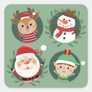 Santa and Friends Christmas  Square Sticker