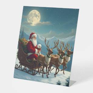 santa and friends pedestal sign