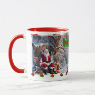 Santa and Friends wish you a Happy Holidays on a Mug